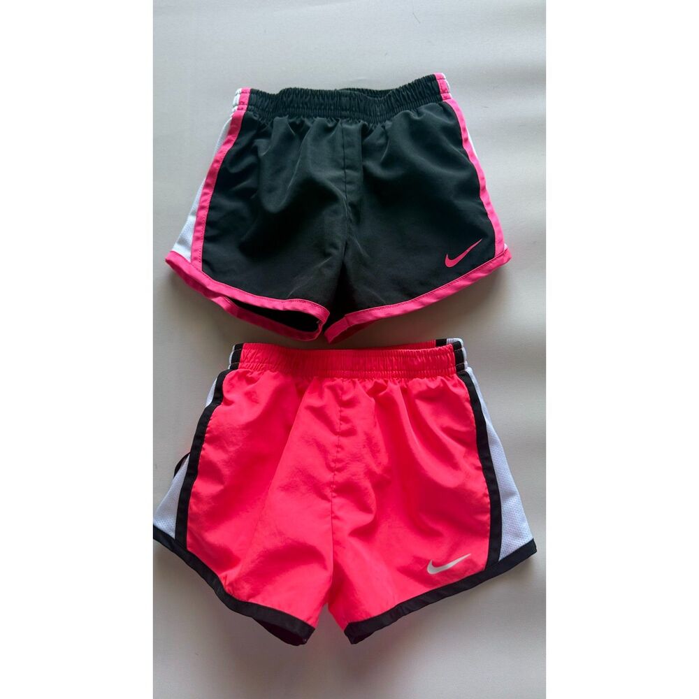 Nike Girls 4T Running Shorts Lot of 2 Pink Black Athletic Dri Fit Tempo Style